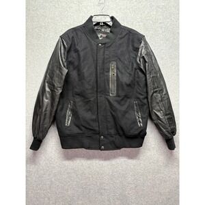 Real Leather XXIV Wool Varsity Bomber Jacket Mens 2XL Black Leather Sleeves